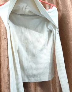 White Off-Shoulder Long Sleeve Top