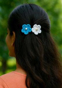 Crocheted Flower Hair Clips Set