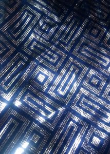 Navy Blue Silver Print Hosiery Fabric