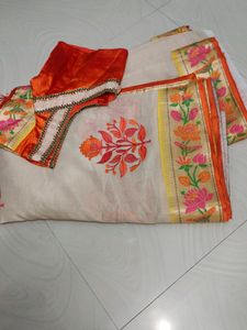 Beige Kota saree with Paithani border&amp; Blouse
