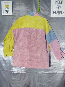 SHEIN Color Block Corduroy Jacket