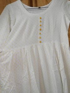 A LINE WHITE POLKA DOT KURTA