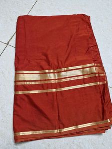 crepe silk saree- saffron colour