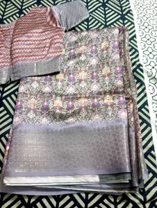 Elegant Printed Saree with Blouse