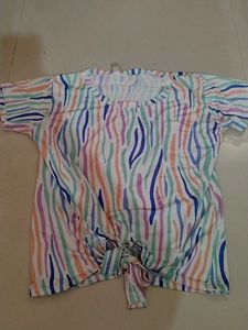 Tie-Front Zebra Print Top