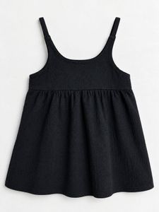 Black Textured Babydoll Dress