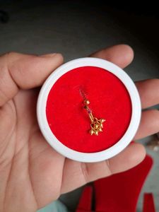 Gold Nose Pin with Red Stones