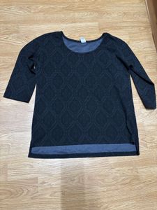 Textured Black 3/4 Sleeve Top