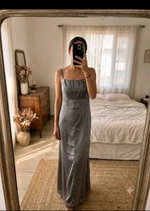 Elegant Grey Maxi Slip Dress