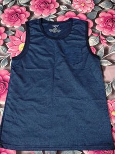 Men's Blue Sleeveless Pocket T-Shirt
