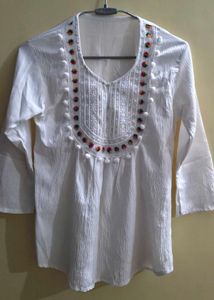 Embroidered White Kurta top