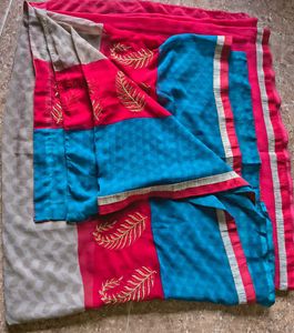 Vibrant Embroidered Saree