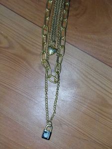 Layered Gold Tone Chain Necklace
