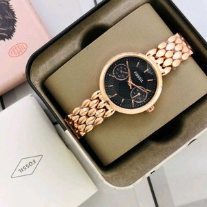 Fossil Rose Gold White Dial Watch