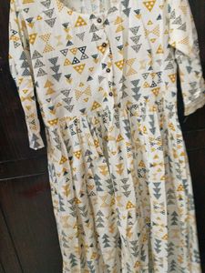White Printed Kurti Dress