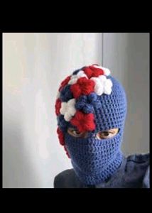 Crocheted Balaclava with Floral Detail