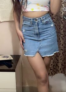Light Wash Denim Mini Skirt