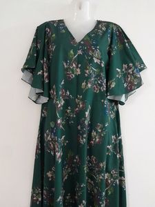 Green Printed Dress (Women's)