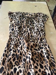 Leopard Print Beaded Neck Dress