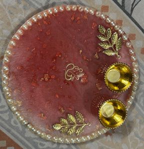 Decorative resin Pooja Thali with Embellishments