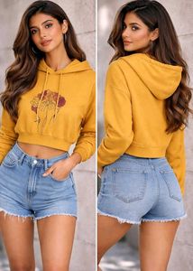 Mustard Yellow Crop Hoodie ✨