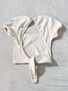 Ribbed Crop Top with Open Back