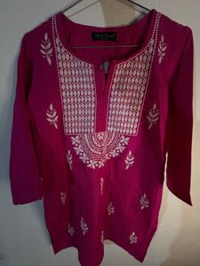 Pink Chikankari Embroidered Kurta