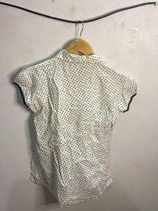 Chic White Printed Button-Up Top