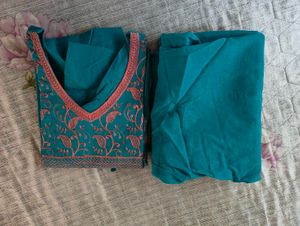 Teal Embroidered Kurta Set
