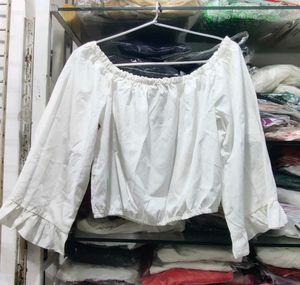 White Off-shoulder crop top