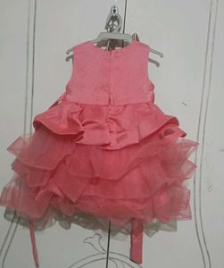 Coral Party Dress with Tulle Skirt
