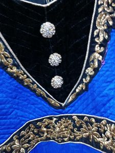 Elegant Blue &amp; Gold Anarkali Dress