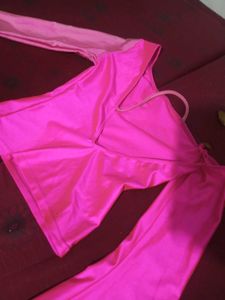 Hot Pink One Shoulder Bell Sleeve Top