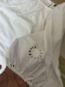 Elegant White Broderie Anglaise Top