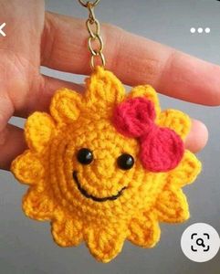 handmade crochet flower keychain