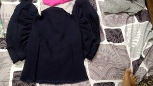 Navy Blue Butterfly sleeve top