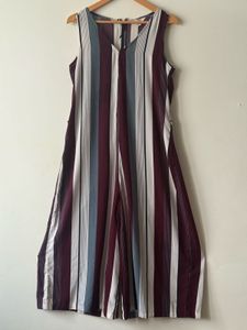 Chic Striped V-Neck Jumpsuit
