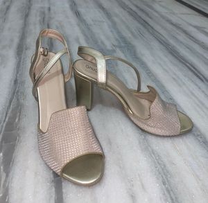 Sparkly Gold block heels Sandals