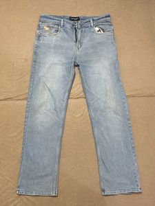 Light Wash Denim Jeans with Embroidered Detail