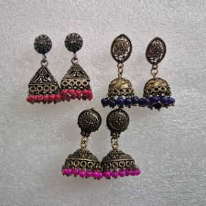 Boho Ethnic Jhumka Earrings Set