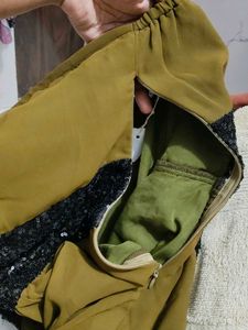 Strapless Olive Green Dress with Sequins