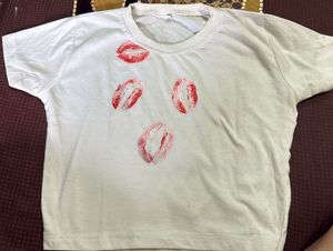 White T-Shirt with Lipstick Kiss Print