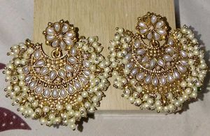 Elegant Pearl & Gold Dangle Earrings