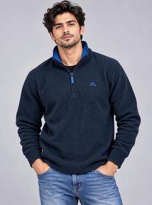 Men's Blue Quarter Zip Pullover Sweater