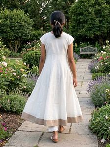 Elegant White Kurta with Embellished Border