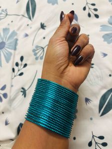 Teal shimmer metal Stackable Bangles