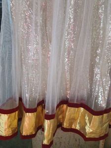 Elegant Maroon and White Ethnic Gown