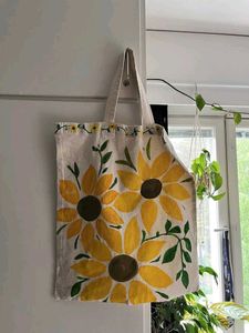 Hand-Painted Sunflower Tote Bag