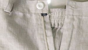 Linen Blend Elastic Waist Shorts - Size 16
