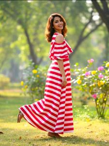 Striped Cold Shoulder Maxi Dress ❣️